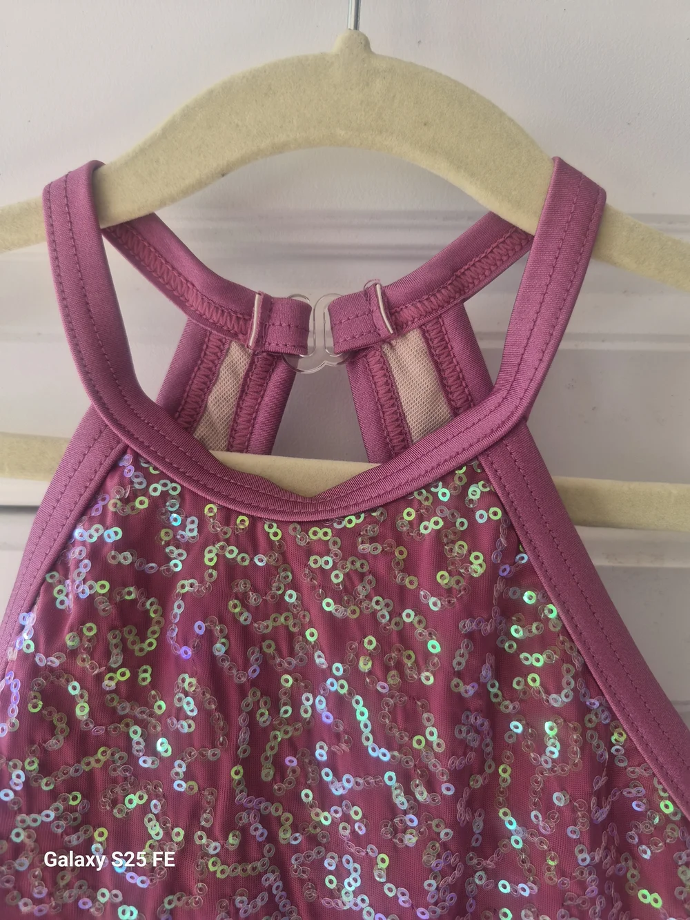 Weissman Fuchsia Sequin Tulle Dance Dress with Lace Bow